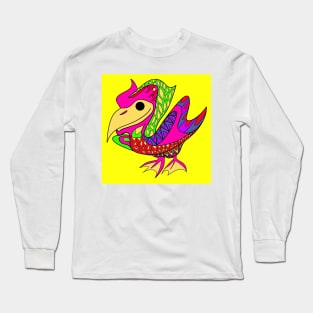 winged pattern ecopop pelican seagull bird art Long Sleeve T-Shirt